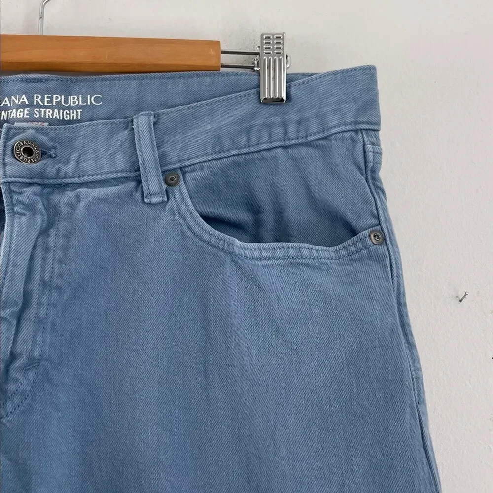 Banana Republic Vintage Straight stretch flat front blue denim jean pants 34x32